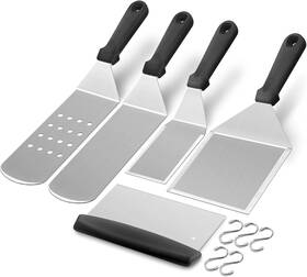 Hasteel 445048548573 Griddle Accessories Kit Of 5 Heavy Duty Metal Spatula Professional
