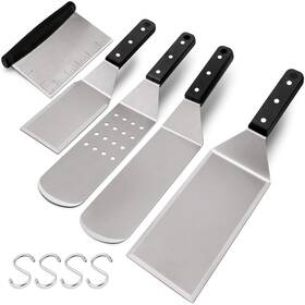 Hasteel 652670652876 Metal Spatula Set Of 5 Stainless Steel Grill Griddle Scraper Multipurp
