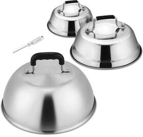 Hasteel 711181763614 Cheese Melting Dome Set Of 3 Stainless Steel Round Basting Steaming Cov
