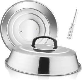 Hslus12 Hasteel Cheese Melting Dome Set Of 2 12 Inch Round Basting Cover Metal Steam Co