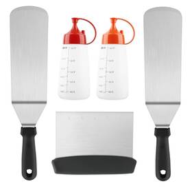 Bbqskn5 Haultery Bbq Griddle Tool Set - 2 Spatulas Squeeze Bottles And 1 Scraper Heavy-duty