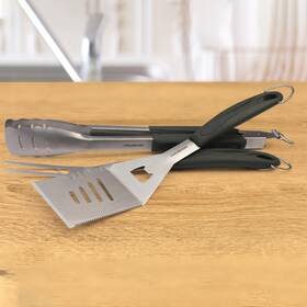 21029 Haushof 3pc Large Grill Accessories Heavy Duty Stainless Steel Spatula Fork Tong