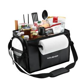 B0c3t4fv98 Haushof Large Grill Picnic Caddy With Paper Towel Holder And Condiment Pocket