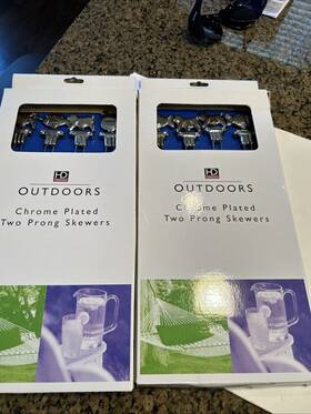 2boxes Hd Designs 011110356611 Chrome Plated 2 Prong Skewers Used Of 4 Total 8