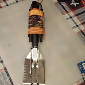 72202kr Hd Designs Grill 3-piece Stainless Steel Bbq Tool Set Spatula Fork Tongs
