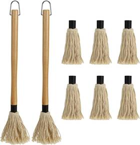 Hedume 313089644622 2 Pack Bbq Basting Mop 18.2 With 6 Extra Heads Grilling Brush For Smoking Meat