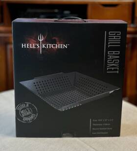 Hk-1288-bk Hells Kitchen Iron Grill Veggie Basket 13.6x12x2.2 Inch 0.8mm Round Slotted New