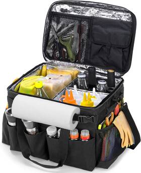 Hodrant 744110348835 Large Grill Caddy With Lid Bbq And Picnic Bag Organizer Paper Towel Holder