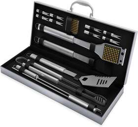 Hc-1000 Home-complete 16-piece Bbq Grill Accessories Set Barbecue Tool Kit With Aluminum Case