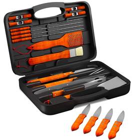 4326466051 Home-complete Hc-1002 Bbq Grill Tools Set With Wood Handles And Knives Set-22 Pc Stainless