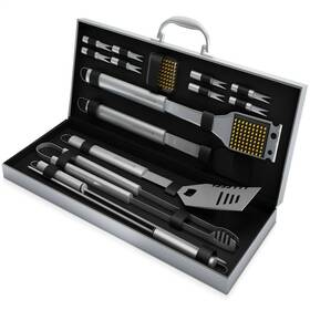 M030327 Home-complete 15 Pc Bbq Grill Tool Kit Spatula Tongs Brush Great Gift Barbeque Set With Case