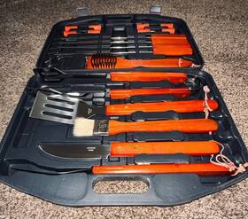 M030328 Home-complete Wood Bbq Grill Tool Set - Black 0f 18