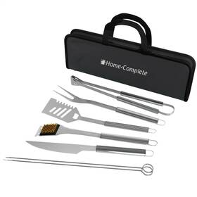 M030330 Home-complete 7 Pc Bbq Grill Tool Kit Spatula Tongs Wire Brush Fork Skewers Stainless Steel