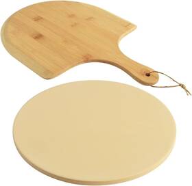 153ps12r0522 Homedge Pizza Stone Set Heavy Duty Round Cordierite Baking 12 Inch Beige
