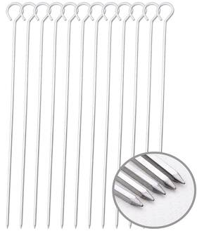 Honshen 791107680225 12 Inch Barbecue Skewers Metal Bbq Sticks 12pack Stainless Steel Square Skewe