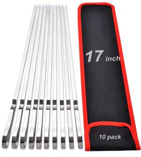 Honshen 798610407202 17 Inch Long Stainless Steel Skewers For Kabobs Flat Shish Kabob Barbecue Ske