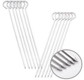 Honshen 798610407240 12 Pack 8 Inch Barbecue Skewers Square Metal Bbq Sticks Stainless Steel Kebob