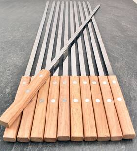 Bbq12p Honshen 22-inch Large Metal Barbecue Skewers Heavy Stainless Steel 3/8 Inch Wide Blad