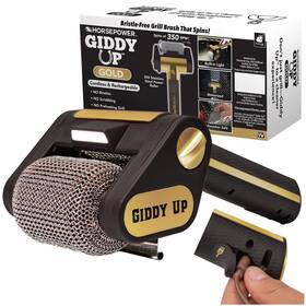 18141 Horsepower Giddy Up Gold Free Spinning Grill Brush With Led As-seen-on-tv Cordless And Rech
