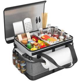 Wbc913 Hulisen Picnic Basket Grill Caddy Lid Paper Towel Holder Bbq Utensil Organizer