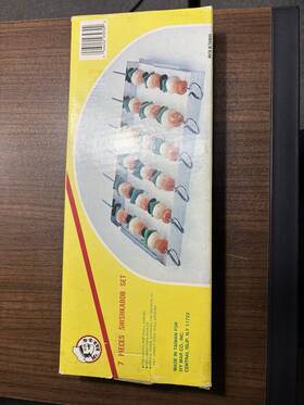 Ivy Mar Co. 046402939302 Bbq 7 Pc Shishkabob Set Heavy Folding Steel Frame 6 Skewers Grill