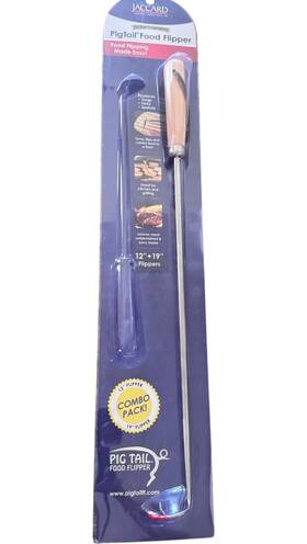 Jaccard 753392202230 1x Pigtail Food Flipper 19 Inch Stainless Steel Wood Grilling Bbq