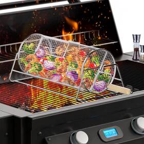 Jawjuly 860014435539 Rotatable Rolling Grill Baskets 304 Stainless Steel Even Cooking Nesting