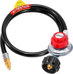 Ryql01 Jeasom 4ft Adjustable High Pressure Propane Regulator With Hose 0-10 Psi - 1/8 Inch Male