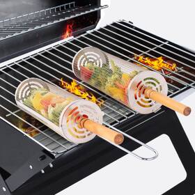 Jiarenqbb 635411198314 Nesting Rolling Grill Baskets 2pcs 304 Stainless Steel Bbq Tools With Removab
