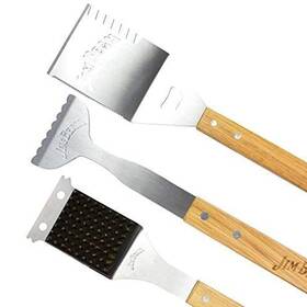 Jb0194 Jim Beam Stainless Steel Barbecue And Grilling Tool Set Wood Handles
