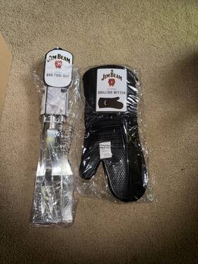 Jb0207 Jim Beam 3 Piece Bbq Tool And Silicone Grilling Mitten Set Brand New In Box