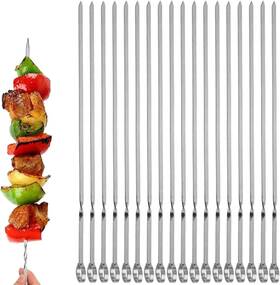 Jomverl 445037692638 18pcs Kabob Skewers Flat Metal Bbq Barbecue Skewer 16 Inch Long Stainless Steel Shis
