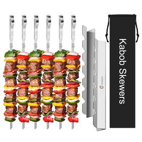 Jy Cookment 662565215178 Kabob Skewers Stainless Steel Long Bbq Barbecue Flat Metal Kebob Sti