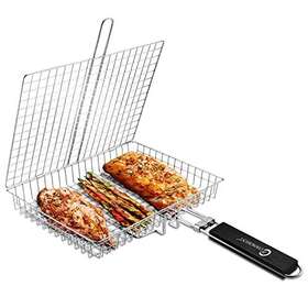 Jy Cookment 662565215239 Grill Basket Stainless Steel With Portable Removable Handle Grilling Basketbbq A
