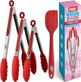 Kaluns 711181971040 Kitchen Tongs For Cooking Grilling Set Of 4 Bbq Grill With Silicone