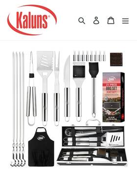 K-gs21-ss Kaluns 21 Piece Bbq Set Heavy Duty Stainless Steel Grill Mater Kit With Case New