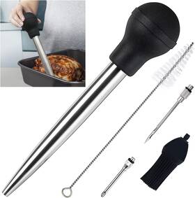 Bu-45 Kaycrown Best Utensils Stainless Steel Turkey Baster Commercial Grade Rubber Bulb