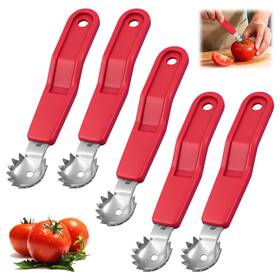 0908 Kcmosgi 5 Pcs Tomato Corer Tool Strawberry Huller Stem Remover Handle With Hole Red