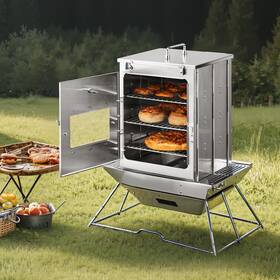T35-1 Kffkff Collapsible Stainless Steel Oven With 3-level Grill And Temp Gauge