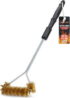 21bb Kiknek Bbq Grill Brush 21-inch Long Non-scratch Spiral Brass Bristles - Made In Usa