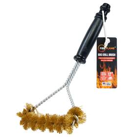 Kiknek 850032818001 Fireflame Bbq Grill Brush Non-scratch Brass Bristles - 12-inch Long Handle