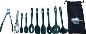 Mocu10 King Kooker 081795207102 Mr. Outdoors Cookout Model # 10 Pc. Green Silicone Coated Utensil Set
