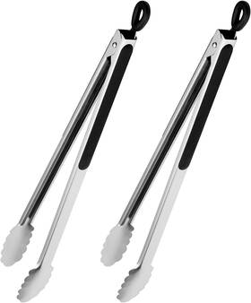 Kingtong 744759436672 Grill Tongs 17 Inch Extra Long Bbq Premium Stainless Steel Metal F