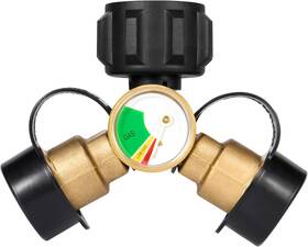 Hy0430-ko-ca-fba Kohree Propane Splitter With Gauge For Bbq Grill Gas Burner Camping Stove Heater Rv