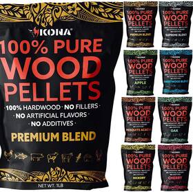 Kona 781055557700 Wood Pellets Variety Pack - 8 1 Lb Resealable Bags Premium 100%