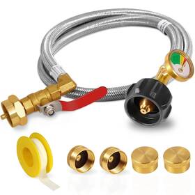 Kopa3 Konros Propane Adapter For 1 Lb. Tanks With Tank Gauge And Control Valve 3 Ft