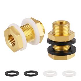 1345bb-2 Kootans Kootnas 2-pack Solid Brass Bulkhead Fittings 1/4 Npt Taper Female 3/4 Inch Strai