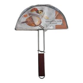 8003 Kredo Inc Outset Quesadilla Grill Basket 12 Inch X16 Chrome Steel Rosewood Handle Locking Lid