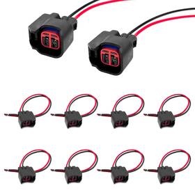 Kuqutidy-ftpyzljq01 Kuqutidy 8 Pcs Fuel Injector Connector Pigtail Engine Black