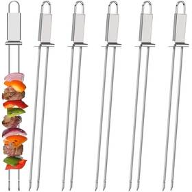 Lallisa 798942003530 Kabob Skewer For Grilling Metal Stainless Steel Bbq Stick With Push Bar Dou